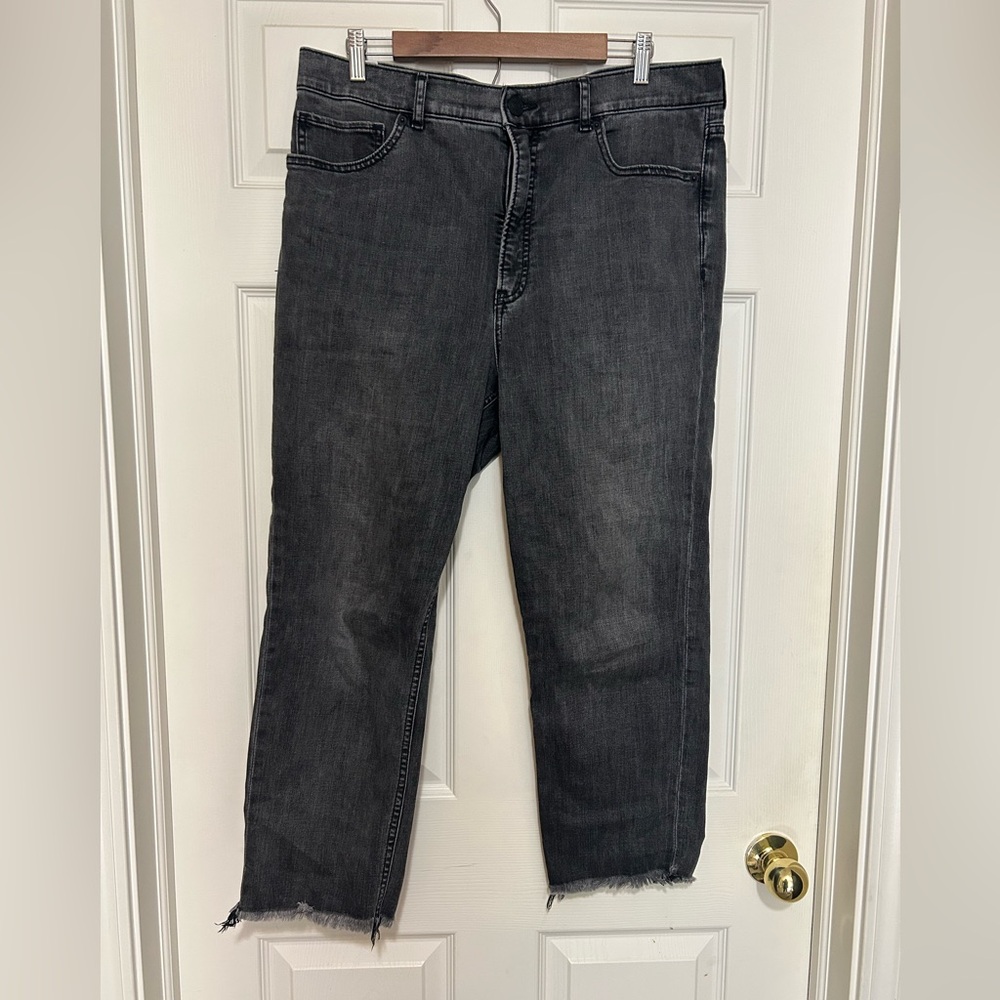 Express Charcoal Jeans with Frayed Hem